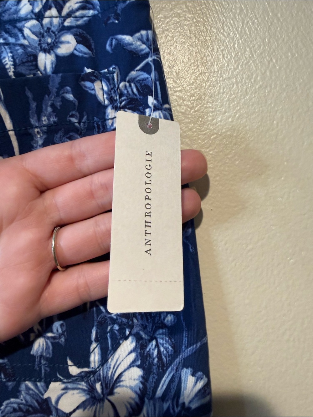 Anthropologie Maeve The Colette Cropped Wide-Leg Pants Blue Motif floral NWT - Picture 4 of 13